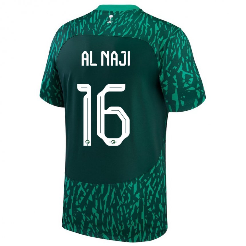 Uomo Maglia Arabia Saudita Sami Al Naji #16 Verde Scuro Kit Gara Away 22-24 Maglietta