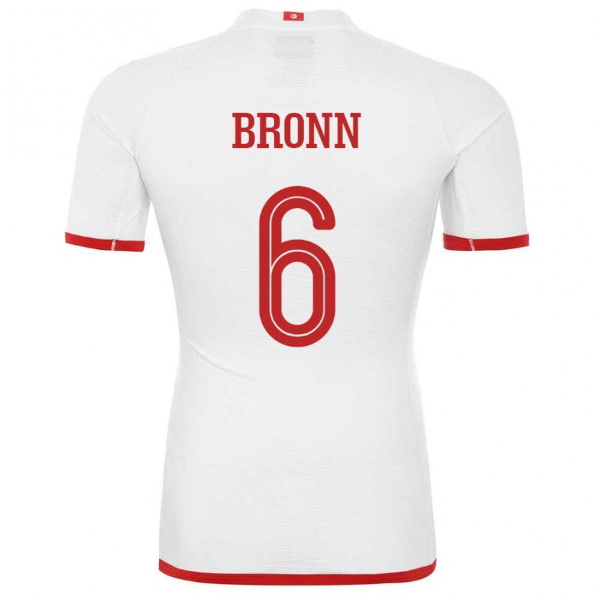 Uomo Maglia Tunisia Dylan Bronn #6 Bianco Kit Gara Away 22-24 Maglietta
