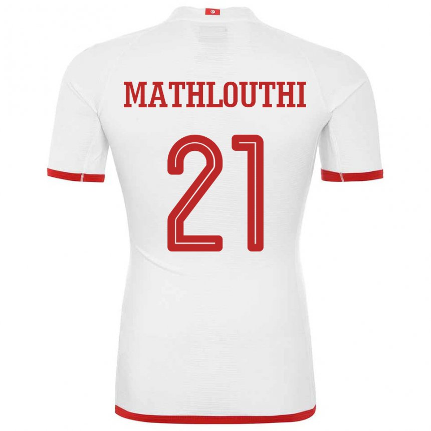 Uomo Maglia Tunisia Hamza Mathlouthi #21 Bianco Kit Gara Away 22-24 Maglietta
