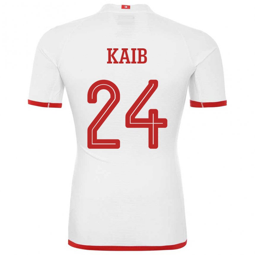 Uomo Maglia Tunisia Rami Kaib #24 Bianco Kit Gara Away 22-24 Maglietta