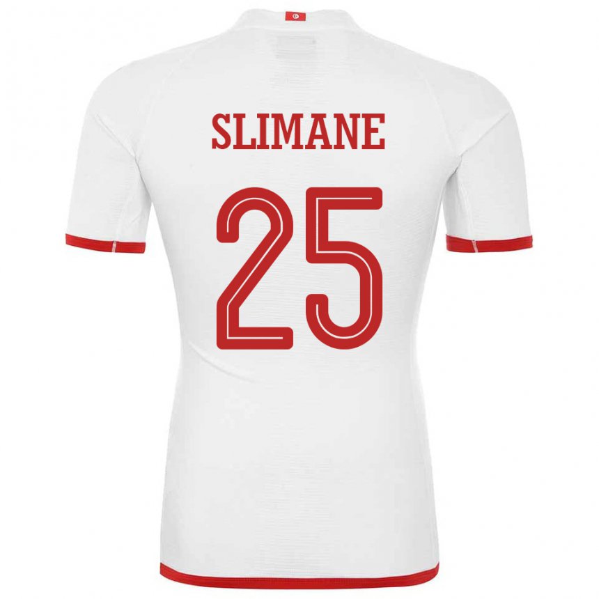 Uomo Maglia Tunisia Anis Ben Slimane #25 Bianco Kit Gara Away 22-24 Maglietta