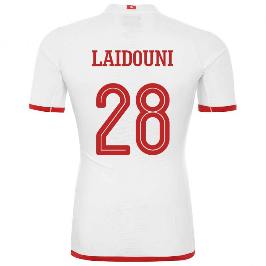 Uomo Maglia Tunisia Aissa Laidouni #28 Bianco Kit Gara Away 22-24 Maglietta