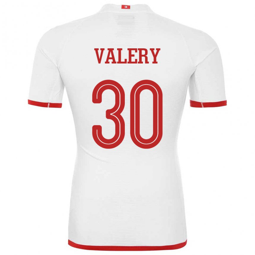 Uomo Maglia Tunisia Yann Valery #30 Bianco Kit Gara Away 22-24 Maglietta