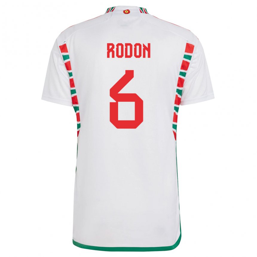 Uomo Maglia Galles Joe Rodon #6 Bianco Kit Gara Away 22-24 Maglietta