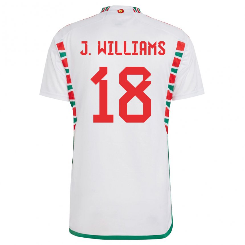 Uomo Maglia Galles Jonathan Williams #18 Bianco Kit Gara Away 22-24 Maglietta