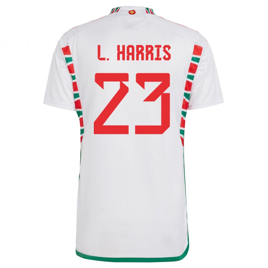 Uomo Maglia Galles Luke Harris #23 Bianco Kit Gara Away 22-24 Maglietta