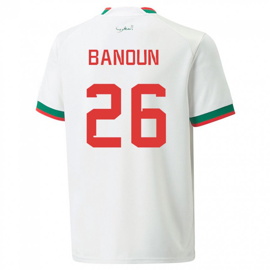 Donna Maglia Marocco Badr Banoun #26 Bianco Kit Gara Away 22-24 Maglietta
