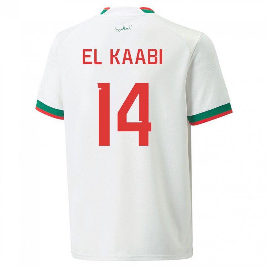 Donna Maglia Marocco Ayoub El Kaabi #14 Bianco Kit Gara Away 22-24 Maglietta
