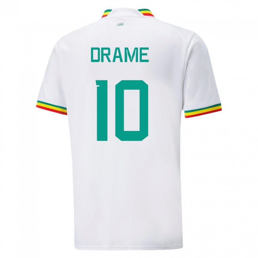Bambino Maglia Senegal Ibrahima Drame #10 Bianco Kit Gara Home 22-24 Maglietta
