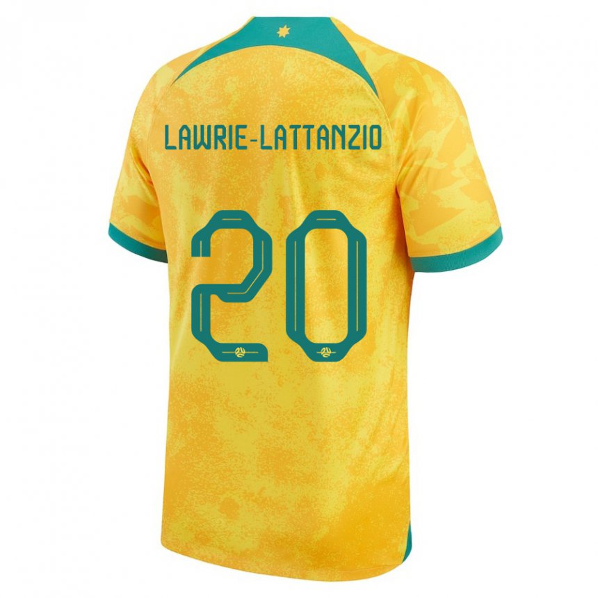 Bambino Maglia Australia Luis Lawrie Lattanzio #20 D'oro Kit Gara Home 22-24 Maglietta