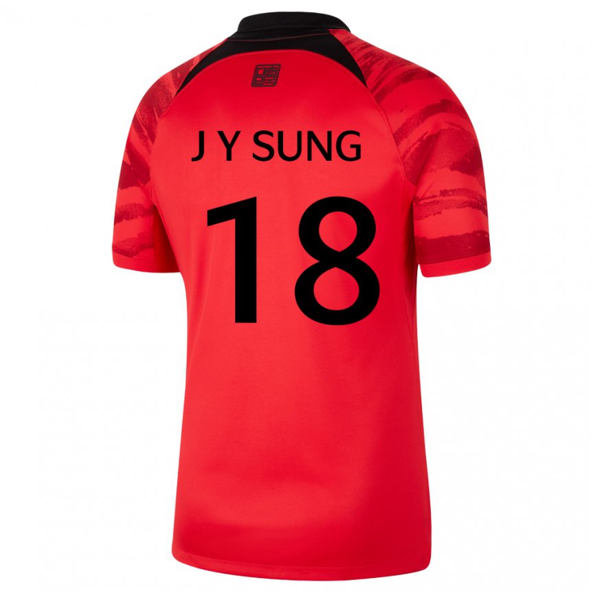 Bambino Maglia Corea Del Sud Sung Jin Young #18 Rosso Nero Kit Gara Home 22-24 Maglietta