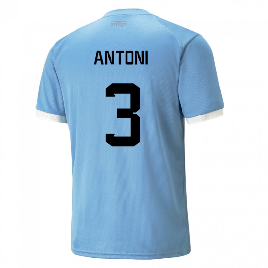 Bambino Maglia Uruguay Mateo Antoni #3 Blu Kit Gara Home 22-24 Maglietta