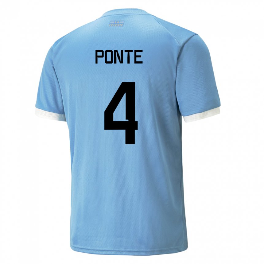 Bambino Maglia Uruguay Mateo Ponte #4 Blu Kit Gara Home 22-24 Maglietta