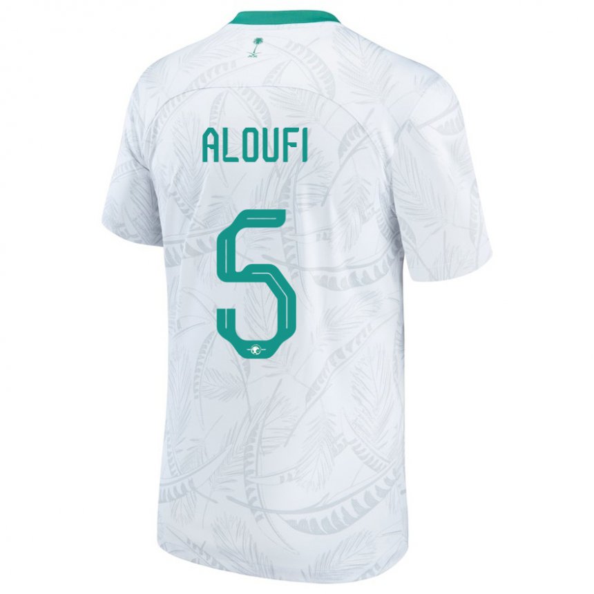 Bambino Maglia Arabia Saudita Mohammed Aloufi #5 Bianco Kit Gara Home 22-24 Maglietta