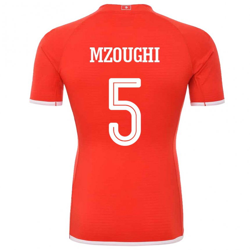 Bambino Maglia Tunisia Iskander Mzoughi #5 Rosso Kit Gara Home 22-24 Maglietta