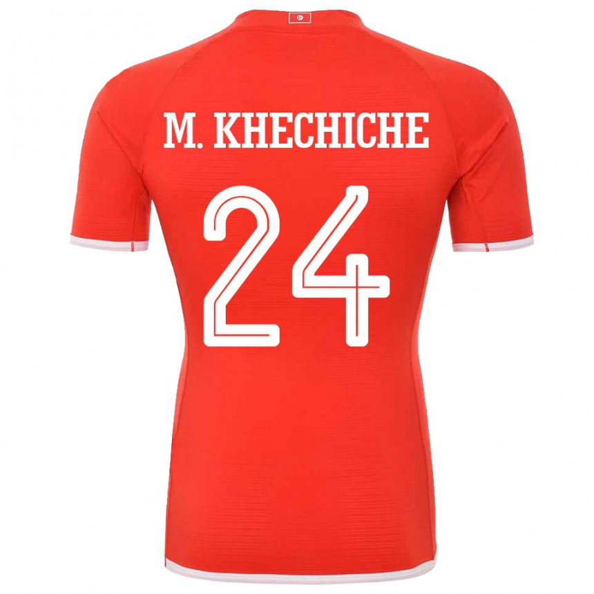 Bambino Maglia Tunisia Mohamed Amine Khechiche #24 Rosso Kit Gara Home 22-24 Maglietta