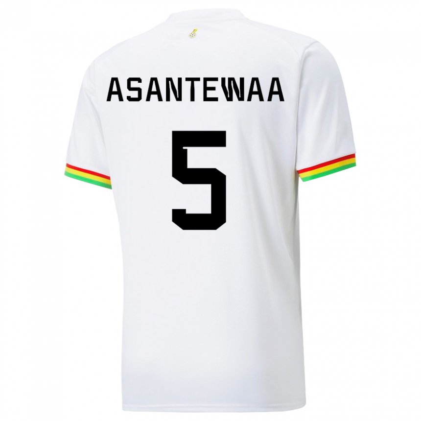 Bambino Maglia Ghana Grace Asantewaa #5 Bianco Kit Gara Home 22-24 Maglietta