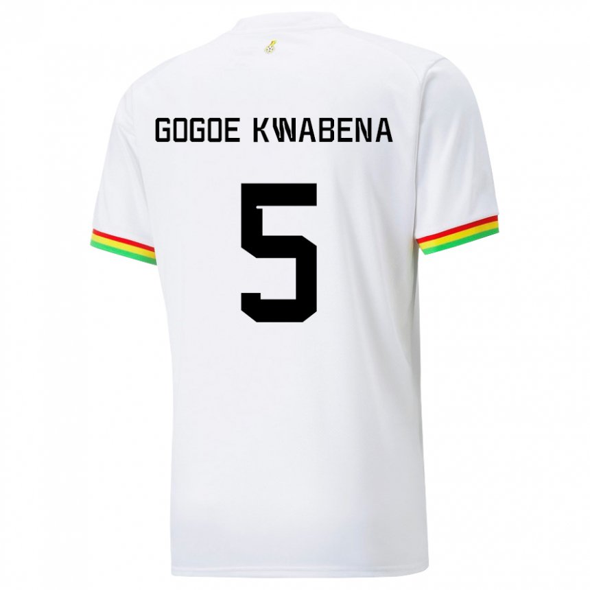 Bambino Maglia Ghana Boahen Gogoe Kwabena #5 Bianco Kit Gara Home 22-24 Maglietta