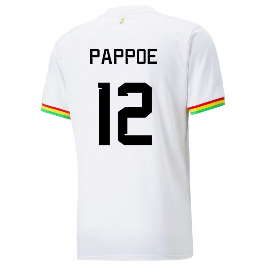 Bambino Maglia Ghana Isaac Pappoe #12 Bianco Kit Gara Home 22-24 Maglietta