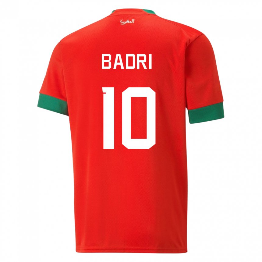 Bambino Maglia Marocco Najat Badri #10 Rosso Kit Gara Home 22-24 Maglietta