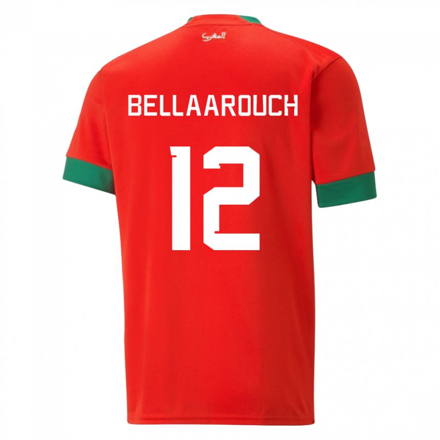Bambino Maglia Marocco Alaa Bellaarouch #12 Rosso Kit Gara Home 22-24 Maglietta
