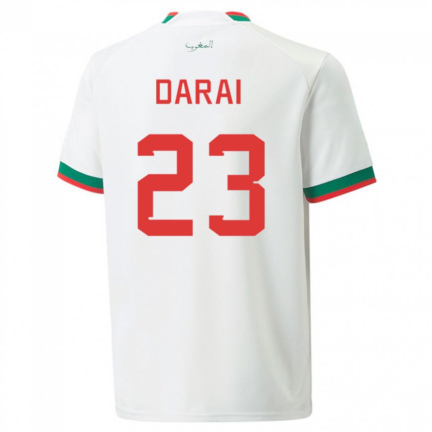 Bambino Maglia Marocco Hamza Darai #23 Bianco Kit Gara Away 22-24 Maglietta