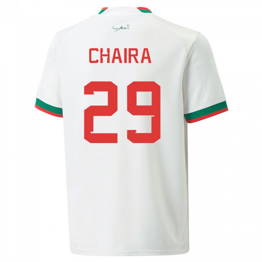 Bambino Maglia Marocco Ilyas Chaira #29 Bianco Kit Gara Away 22-24 Maglietta