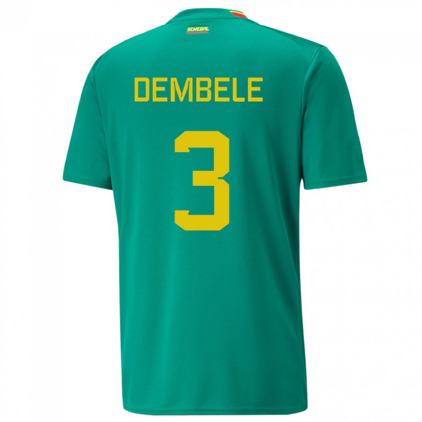 Bambino Maglia Senegal Anta Dembele #3 Verde Kit Gara Away 22-24 Maglietta