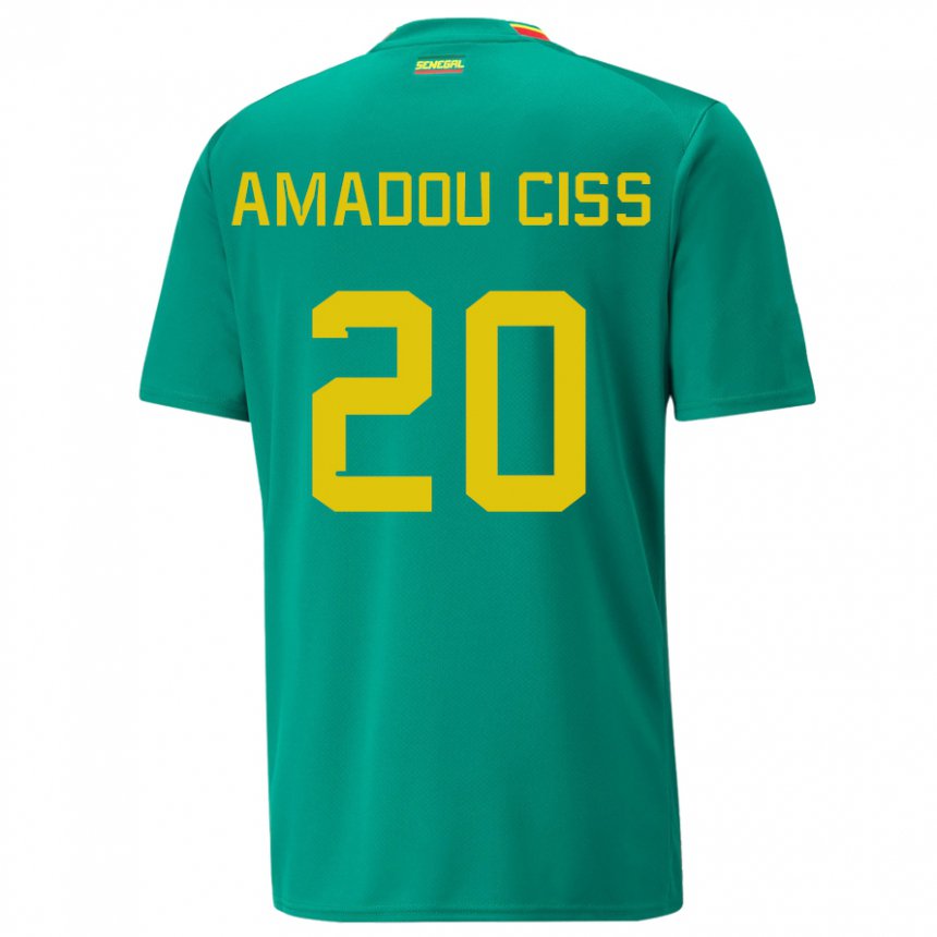Bambino Maglia Senegal Amadou Ciss #20 Verde Kit Gara Away 22-24 Maglietta