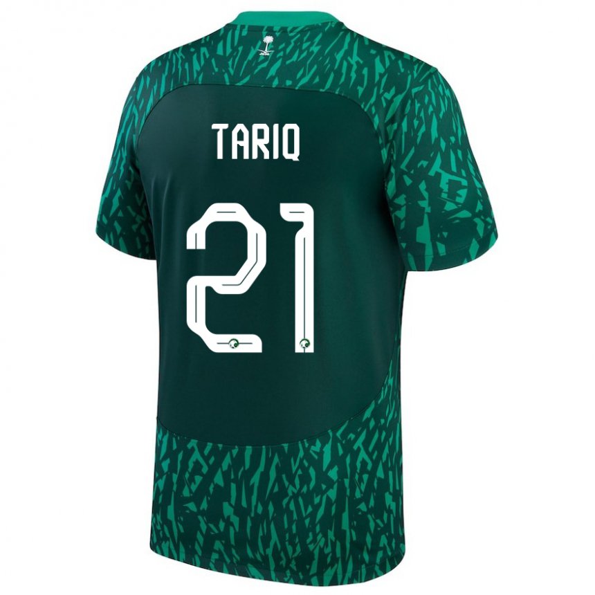 Bambino Maglia Arabia Saudita Juri Tariq #21 Verde Scuro Kit Gara Away 22-24 Maglietta