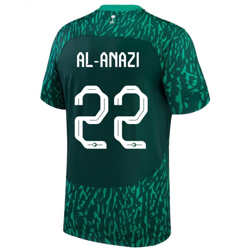 Bambino Maglia Arabia Saudita Lama Al Anazi #22 Verde Scuro Kit Gara Away 22-24 Maglietta