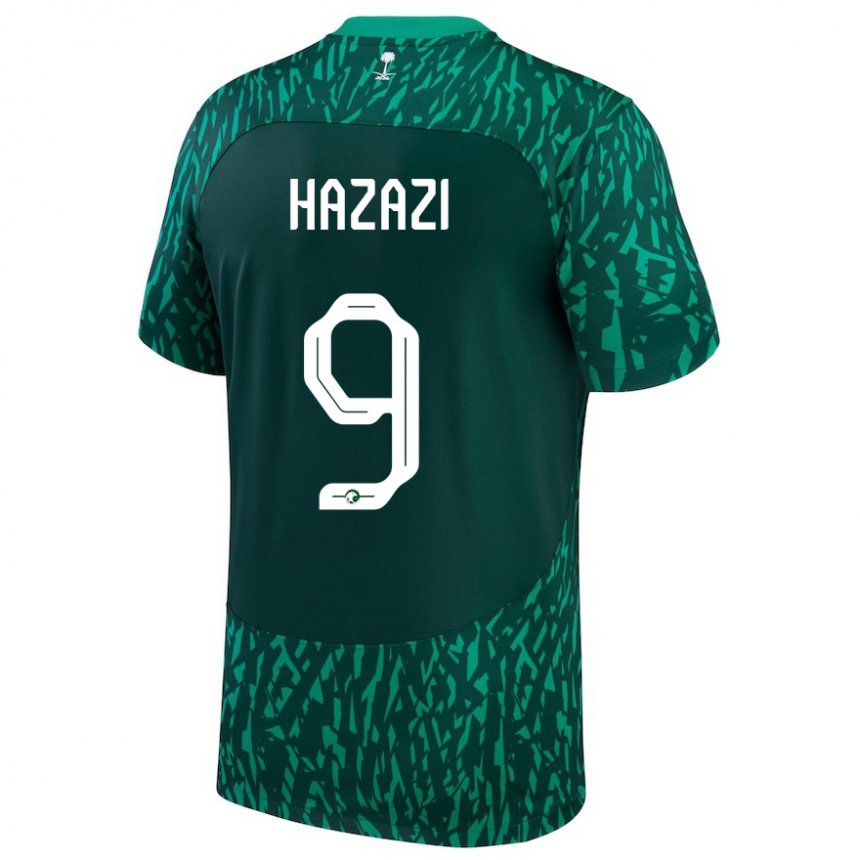 Bambino Maglia Arabia Saudita Sulaiman Hazazi #9 Verde Scuro Kit Gara Away 22-24 Maglietta