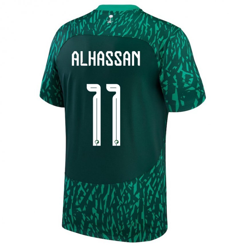 Bambino Maglia Arabia Saudita Abbas Alhassan #11 Verde Scuro Kit Gara Away 22-24 Maglietta
