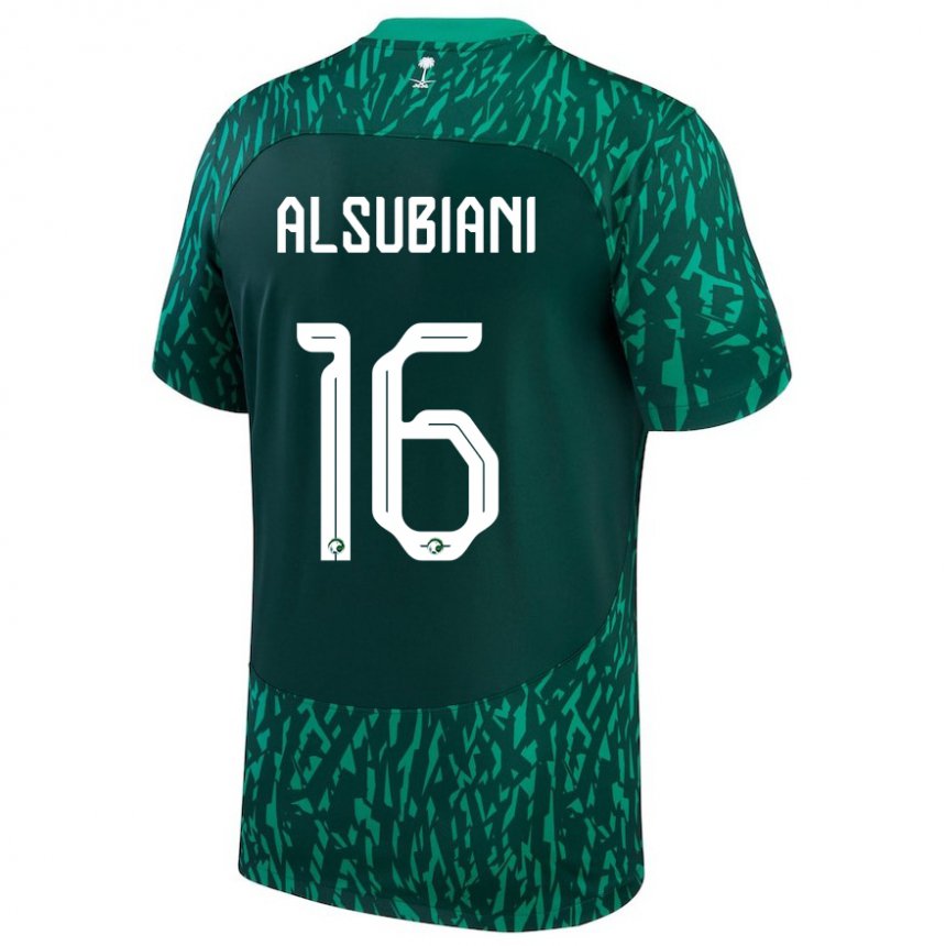 Bambino Maglia Arabia Saudita Faisal Alsubiani #16 Verde Scuro Kit Gara Away 22-24 Maglietta