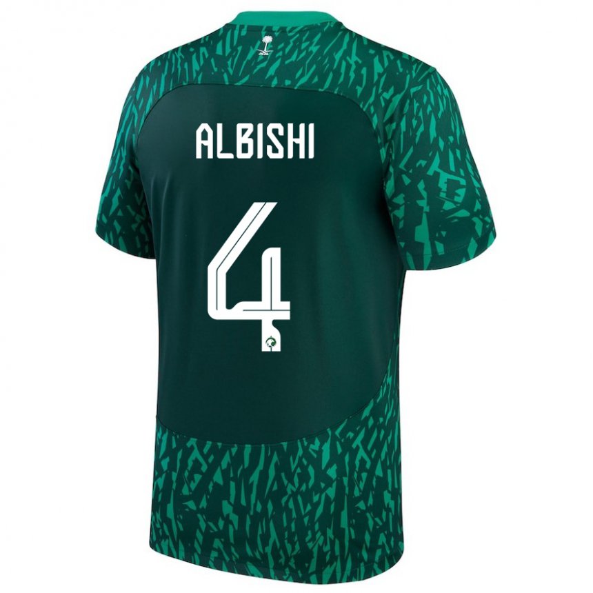 Bambino Maglia Arabia Saudita Abdullah Albishi #4 Verde Scuro Kit Gara Away 22-24 Maglietta