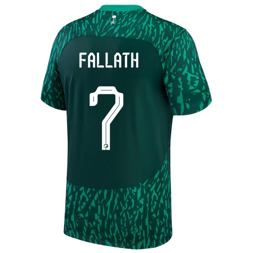 Bambino Maglia Arabia Saudita Fahad Fallath #7 Verde Scuro Kit Gara Away 22-24 Maglietta