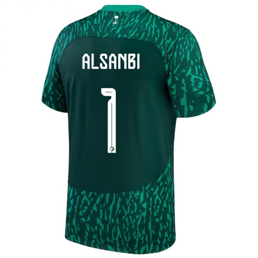 Bambino Maglia Arabia Saudita Abdulrahman Alsanbi #1 Verde Scuro Kit Gara Away 22-24 Maglietta