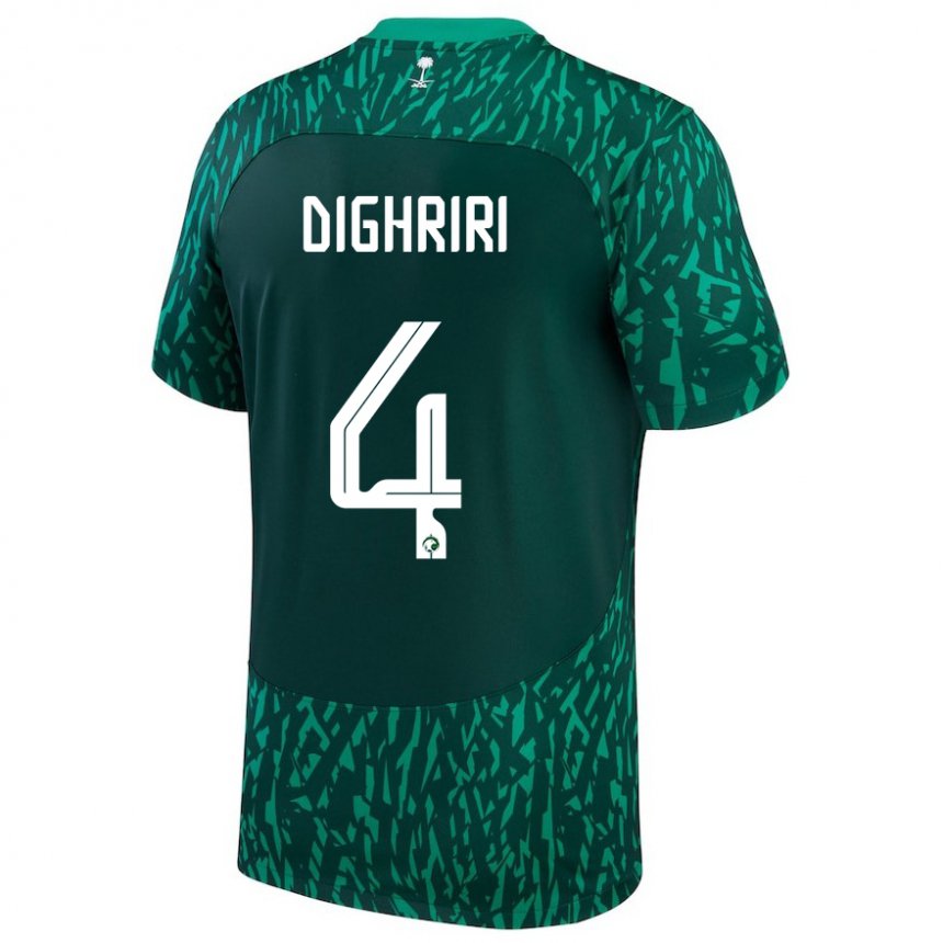 Bambino Maglia Arabia Saudita Khalid Dighriri #4 Verde Scuro Kit Gara Away 22-24 Maglietta