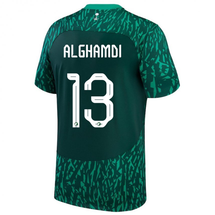 Bambino Maglia Arabia Saudita Hazzaa Alghamdi #13 Verde Scuro Kit Gara Away 22-24 Maglietta