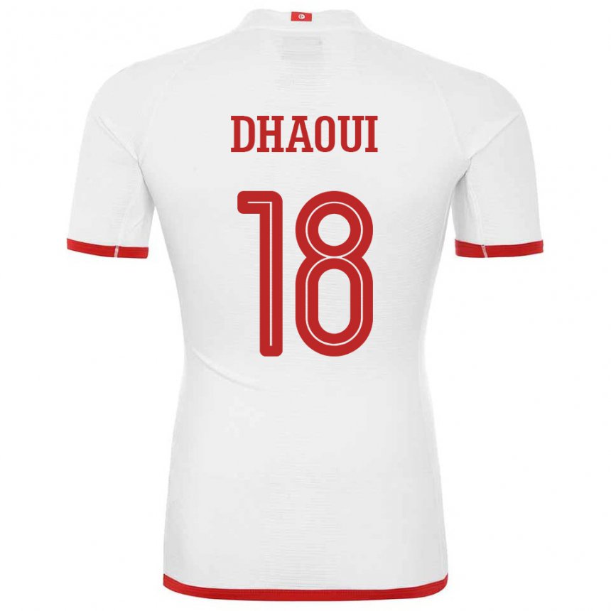 Bambino Maglia Tunisia Mouhamed Dhaoui #18 Bianco Kit Gara Away 22-24 Maglietta