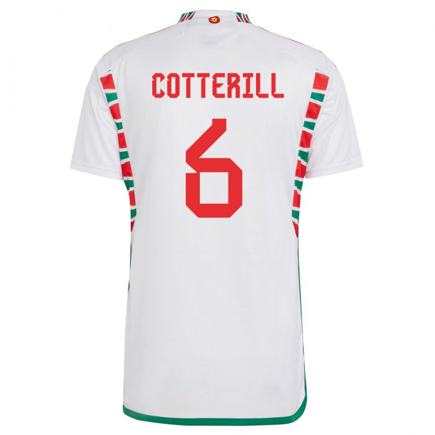 Bambino Maglia Galles Joel Cotterill #6 Bianco Kit Gara Away 22-24 Maglietta