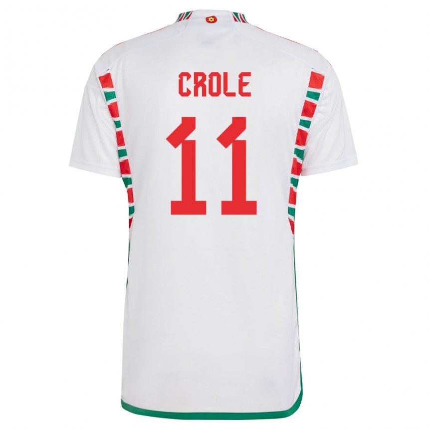 Bambino Maglia Galles James Crole #11 Bianco Kit Gara Away 22-24 Maglietta