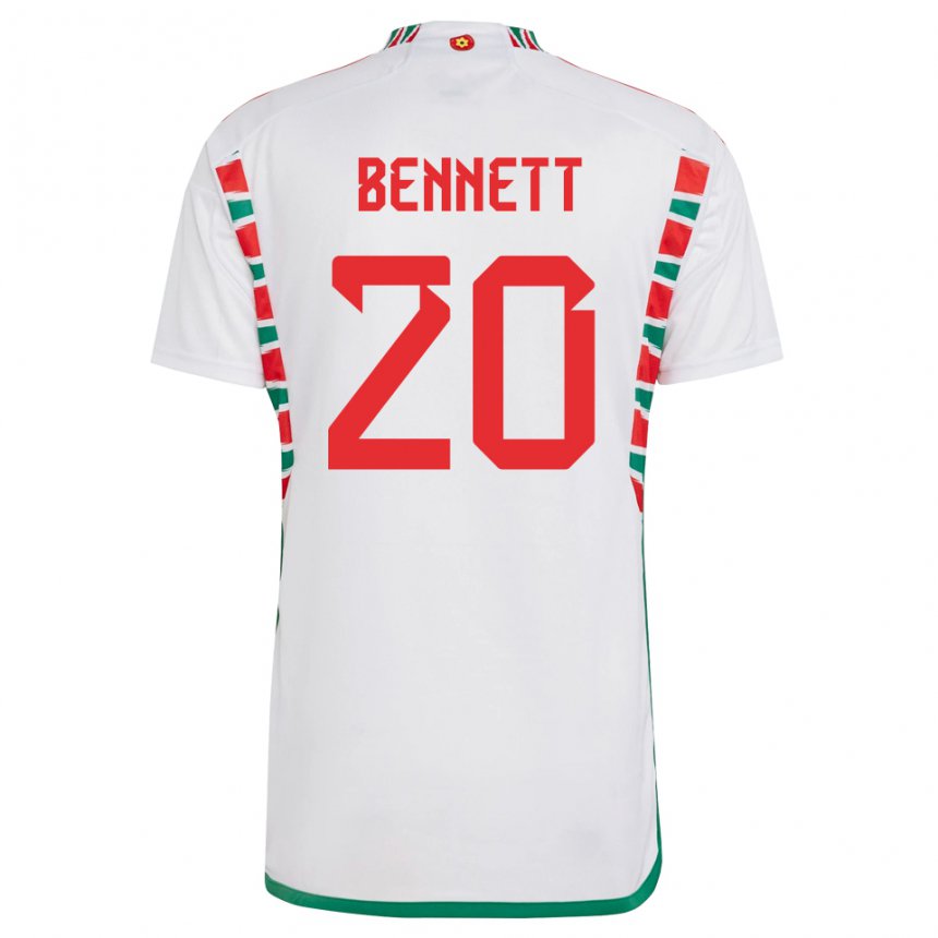 Bambino Maglia Galles Aaron Bennett #20 Bianco Kit Gara Away 22-24 Maglietta