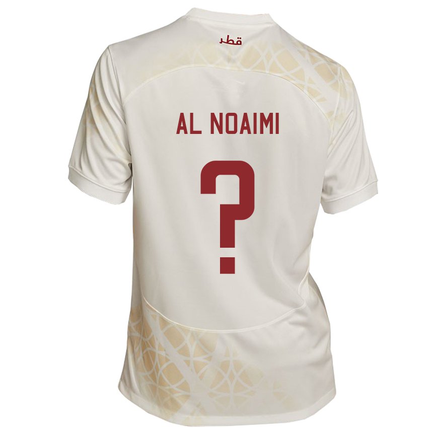 Bambino Maglia Qatar Mohammad Al Noaimi #0 Beige Oro Kit Gara Away 22-24 Maglietta