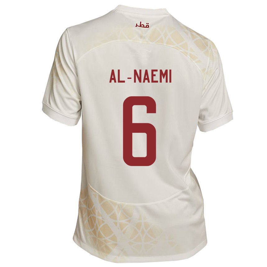 Bambino Maglia Qatar Reem Al Naemi #6 Beige Oro Kit Gara Away 22-24 Maglietta