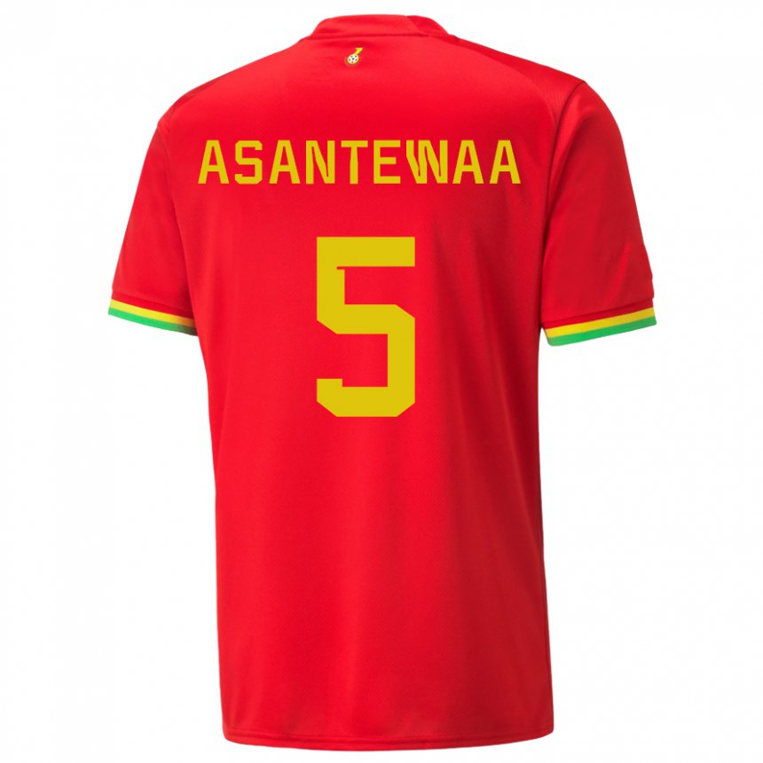 Bambino Maglia Ghana Grace Asantewaa #5 Rosso Kit Gara Away 22-24 Maglietta