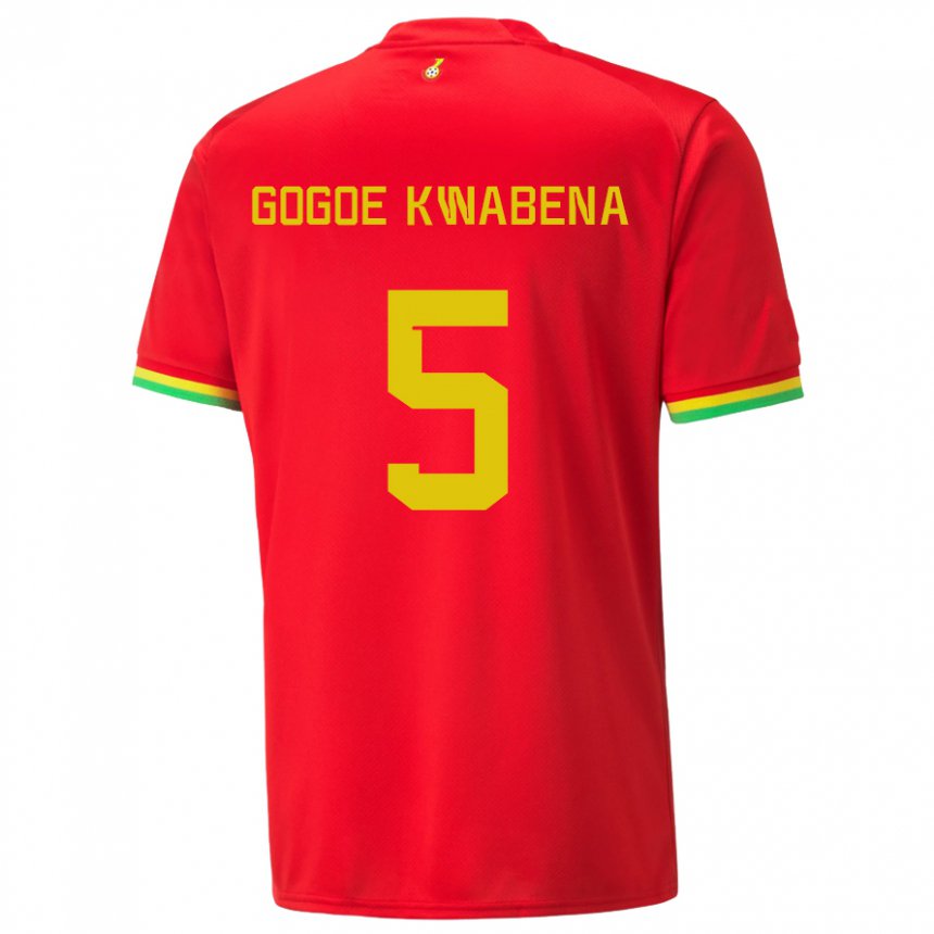 Bambino Maglia Ghana Boahen Gogoe Kwabena #5 Rosso Kit Gara Away 22-24 Maglietta