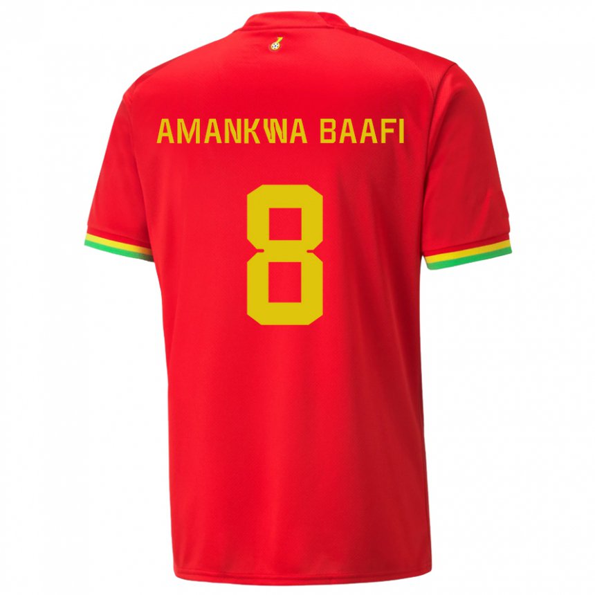 Bambino Maglia Ghana Yaw Amankwa Baafi #8 Rosso Kit Gara Away 22-24 Maglietta