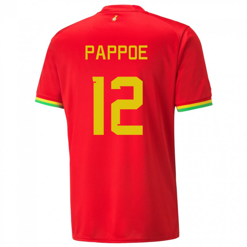 Bambino Maglia Ghana Isaac Pappoe #12 Rosso Kit Gara Away 22-24 Maglietta