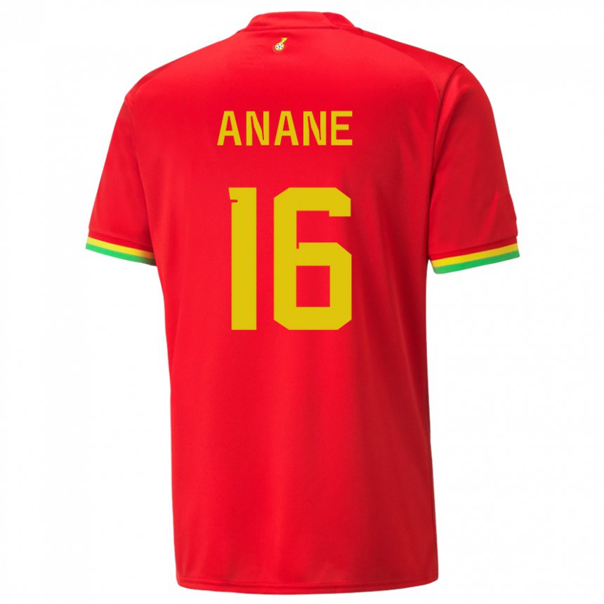 Bambino Maglia Ghana Vincent Anane #16 Rosso Kit Gara Away 22-24 Maglietta